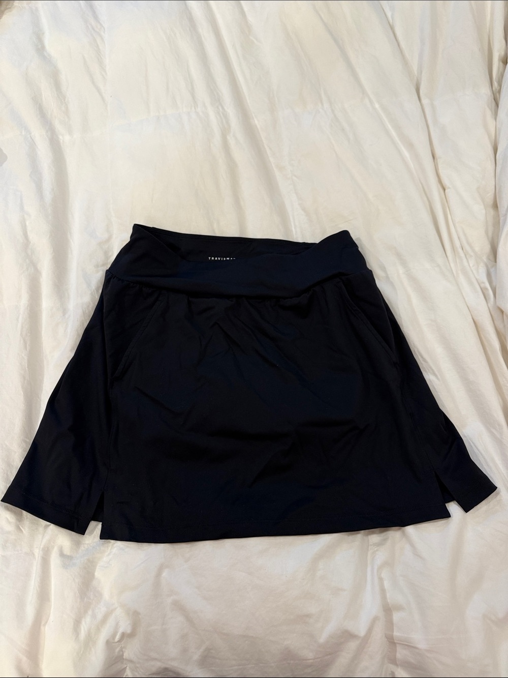 TravelSmith Black Mini Skirt with Fold-Over Waistband